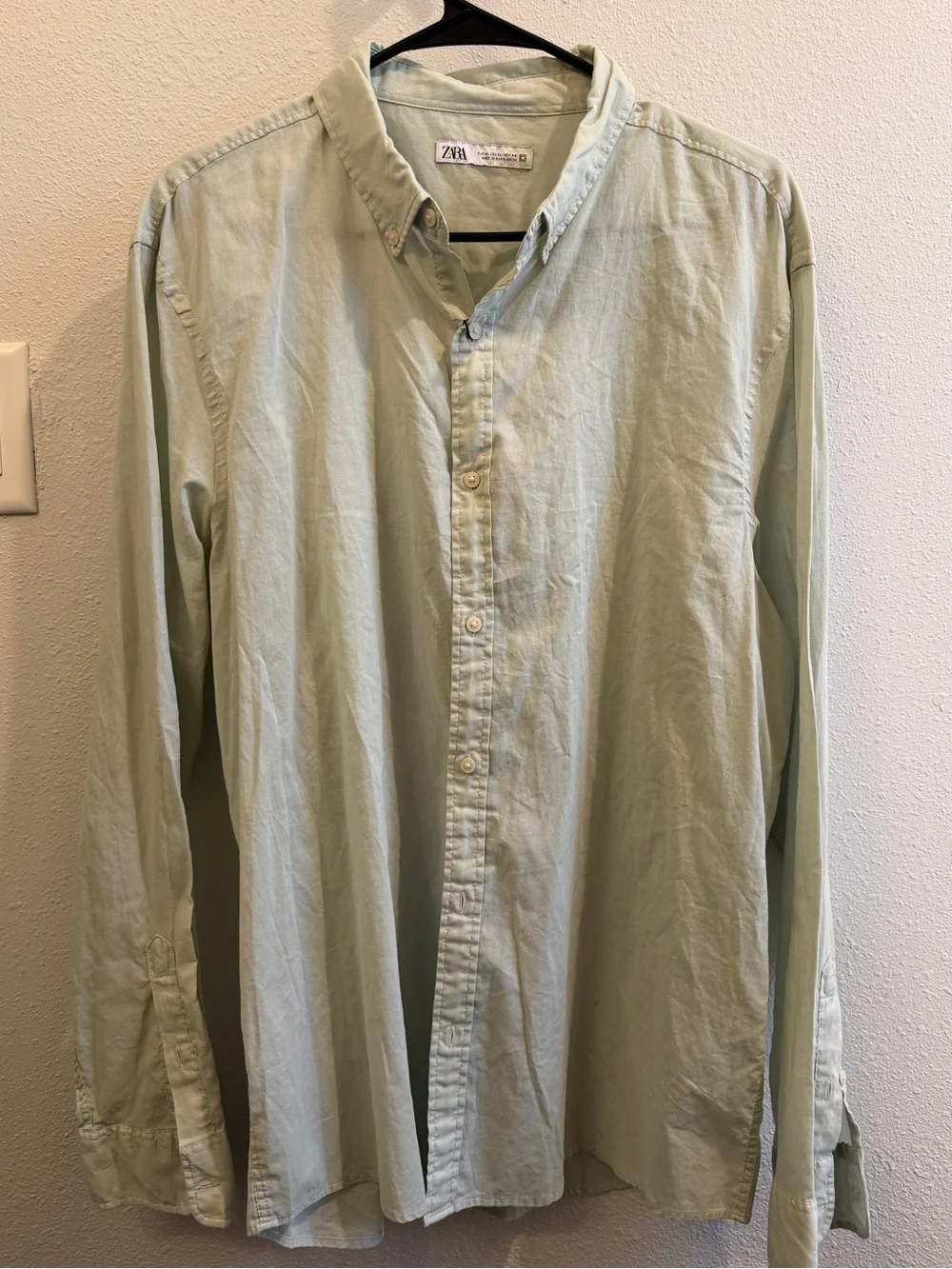 NWT! Zara Men Light Mint Button-Down Shirt | XL